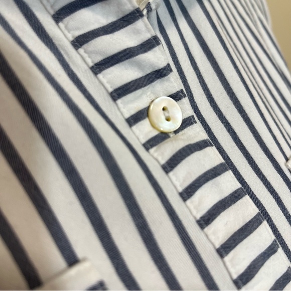 J. Jill Striped Button Up Shirt White and Blue - Picture 4 of 11